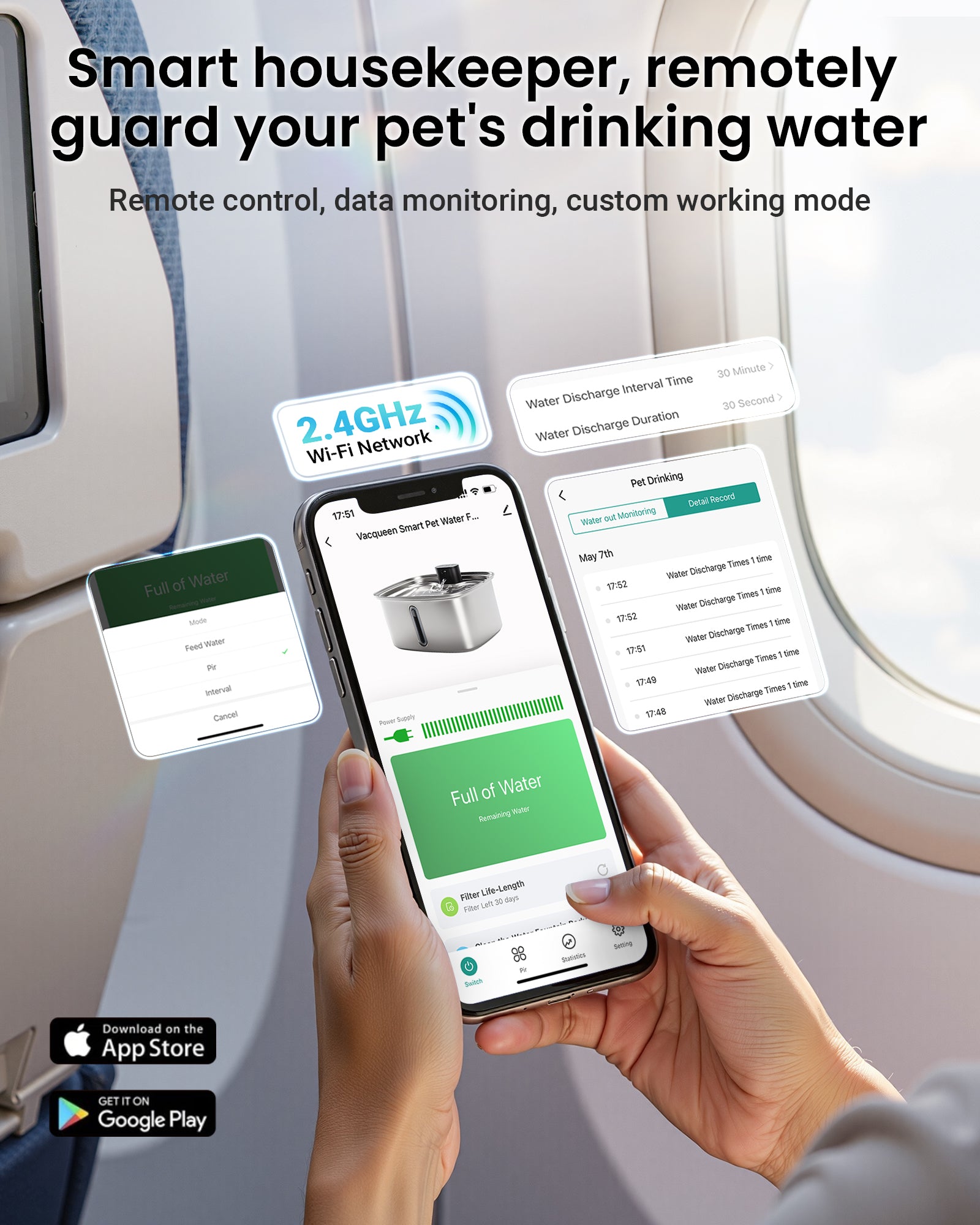 Automatic Dog Water Dispenser 10L – Large Capacity Fountain with Filter & App Monitoring