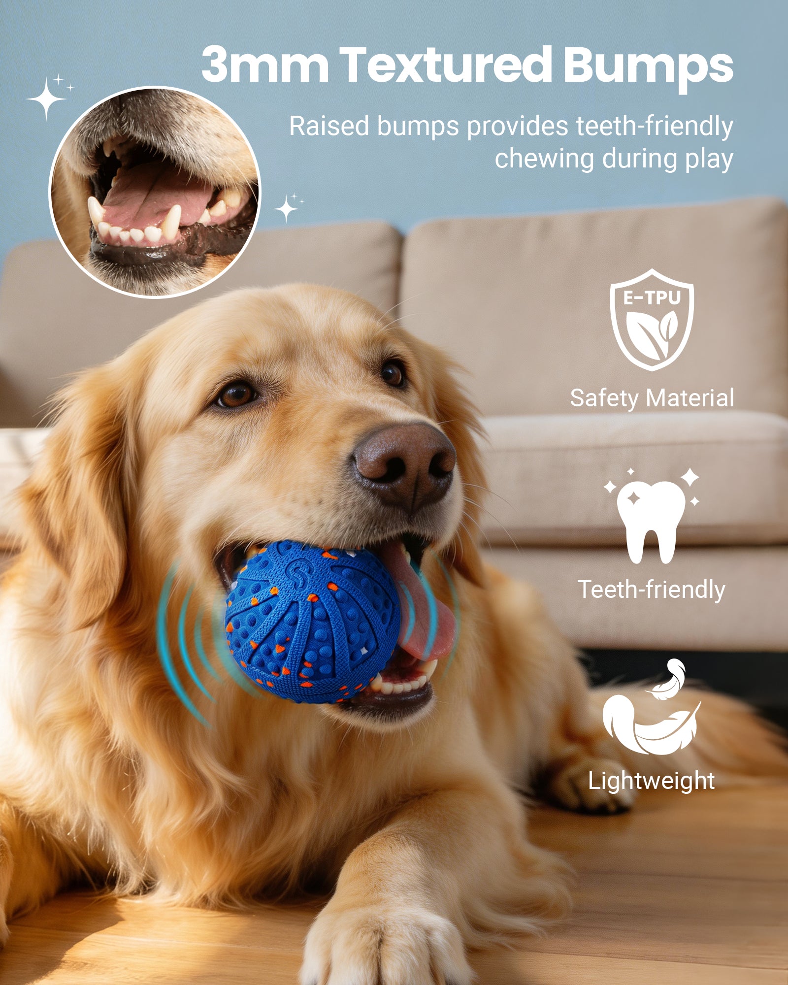 Interactive Dog Toys, Automatic Rolling Ball Toy with Teeth-friendly Bumps, Remote Control,3 Motion Modes